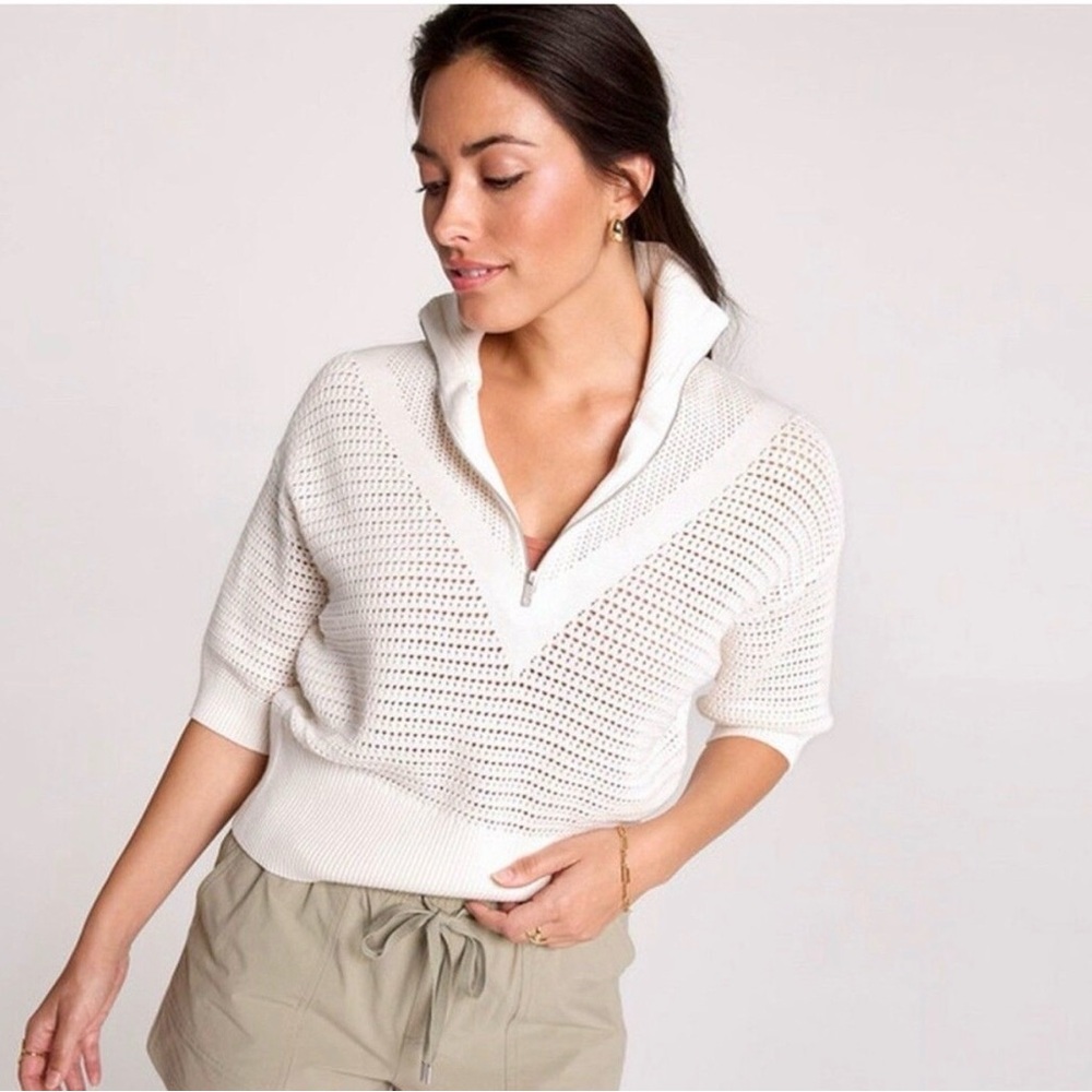 NWT Calia by Carrie Underwood cream knit polo sweater, size L